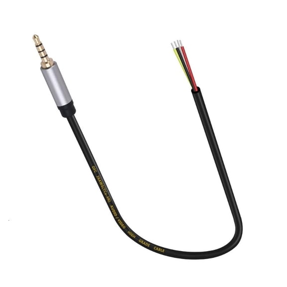 3.5mm Male Jacks to Bare Wire Cable 1/8in TRRS 4Pole Plugs to Bare Wire Open End Cable for Earphone Microphones Repair