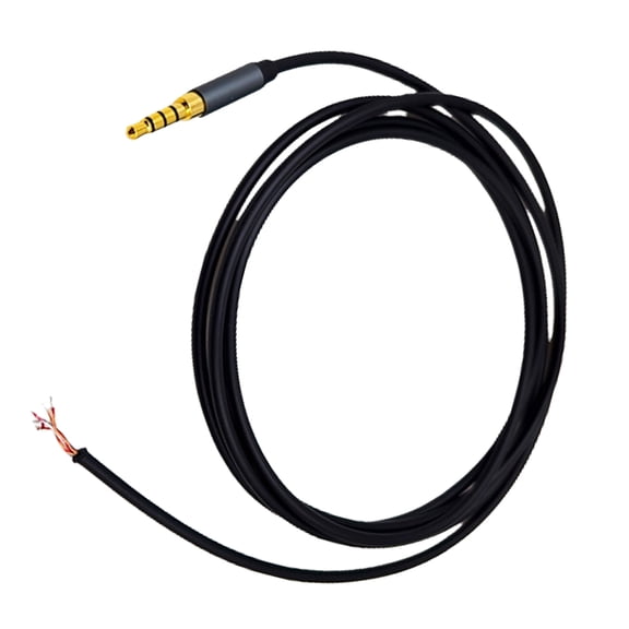 3.5mm Male Plug to Bare Wire Cable Open End TRRS 5Pin Stereo Plug 1/8inch Cable Repair for Headphones Black