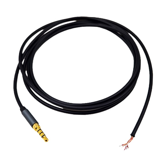 3.5mm Male Plug to Bare Wire Cable Open End TRRS 5Pin Stereo Plug 1/8inch Cable Repair for Headphones Black