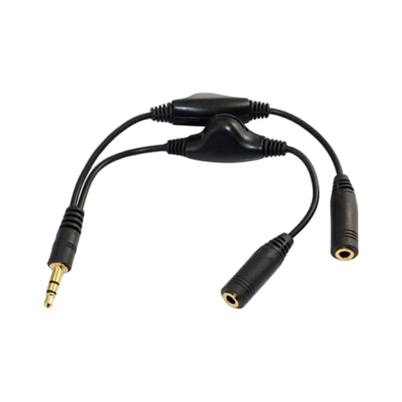 3.5mm Male to Double Female Headphone Headset Y Splitter Cable with Volumes Control Switches Headset Splitter for