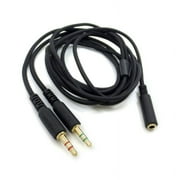 3.5mm Male to Female Cable 1 Female to 2 Male 3.5mm Head Splitter for Headset Headphone Extension Connection Cable