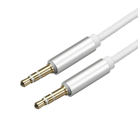 3.5mm Male to Male Audio Cable Stereo Audio Extension, 1 Meter Long, Nylon Sheathed, for Headphones Smartphones, White