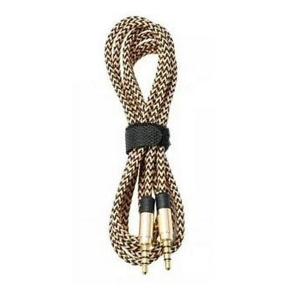 3.5mm Male to Male Braided Aux Cable Cord Car Audio Headphone Jack 4.9FT 1.5M - Gold