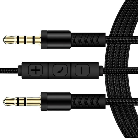 3.5mm Male to Male Cable with In Line Microphone and Voice Control for Headphones Car Loudspeakers Line