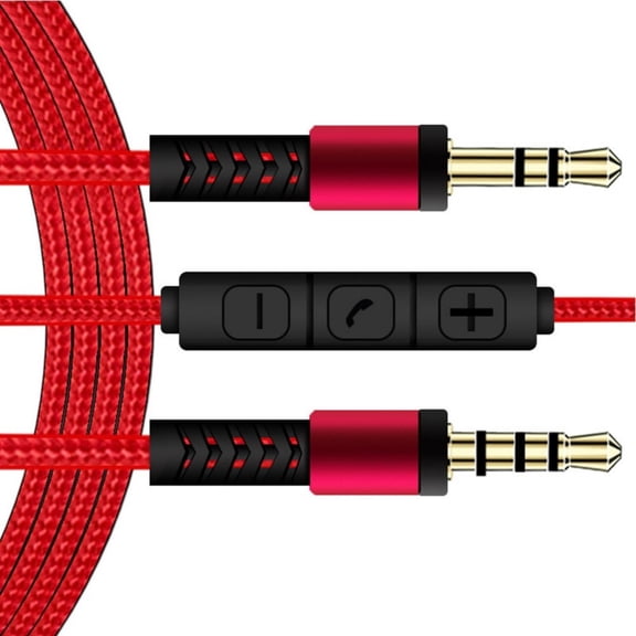 3.5mm Male to Male Replacement Cable In Line Mic and Voice Control for Phone Auditory Headphones Car Speaker Systems
