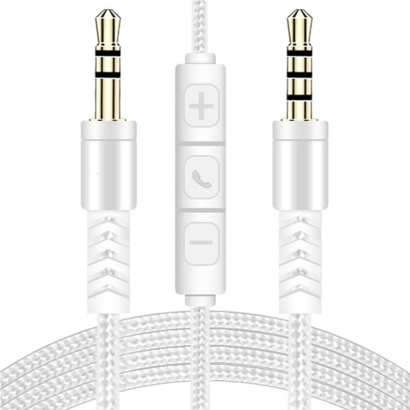 3.5mm Male to Male Replacement Cable In Line Mic and Voice Control for Phone