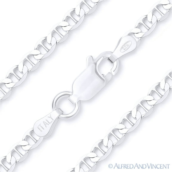 3.5mm Marina / Mariner Link Italian Chain Bracelet in Solid .925 Sterling Silver