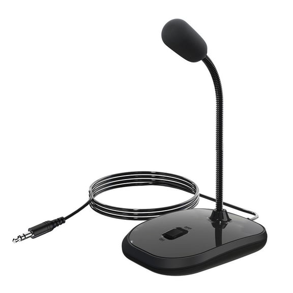 3.5mm Microphone, 360 Degree Adjustable Gooseneck Design, Mute Button & LED Indicator, Noise-Canceling Technology, Plug & Play, Compatible with Windows & MacOS
