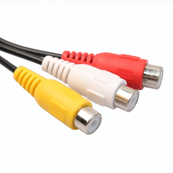 3.5mm Mini AV Male to 3 RCA Female Audio Video Adapter Cable, Stereo Jack M/F Composite AV Cord for TV, Camera, Media Player
