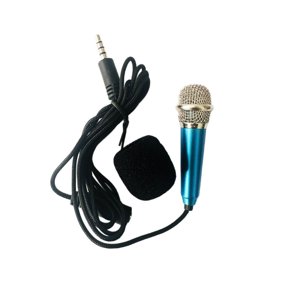 3.5mm Mini Condenser Microphone, Portable Tiny Karaoke Recording Microphone for Android iOS Phone Laptop, Plug‑and‑Play Vocal Mic with Sponge Cover
