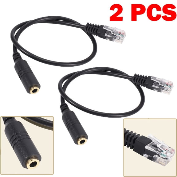 3.5mm Plug Jack to RJ9/RJ10 Headset to Office Phone Adapter Cable Cord Connector