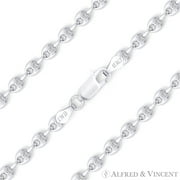 3.5mm Puffed Marina / Mariner Link Italian Chain Necklace in .925 Sterling Silver