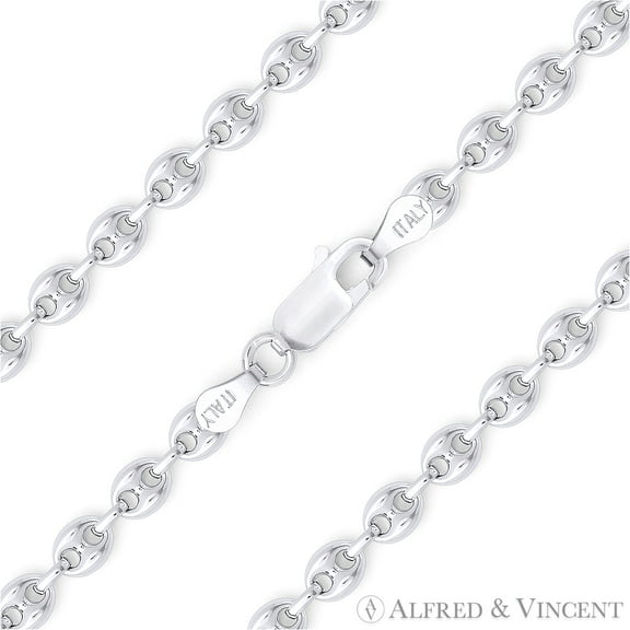 3.5mm Puffed Marina / Mariner Link Italian Chain Necklace in .925 Sterling Silver