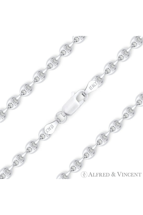 3.5mm Puffed Marina / Mariner Link Italian Chain Necklace in .925 Sterling Silver