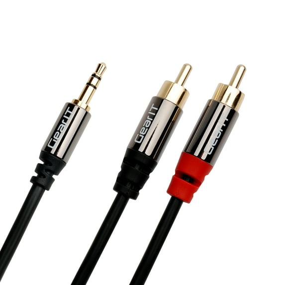 3.5mm to RCA Cable, GearIT Pro Series 50 Feet Premium Gold Plated 3.5mm to RCA Audio Stereo Cable for Headphones, Home System, Car Stereo, iPods, iPhones, MP3 Players and More - Black