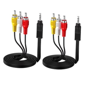 2 PCS 3.5mm to RCA Camcorder Handycam AV Audio Video Output Cable, 1/8" TRRS to 3 RCA Male Plug AUX Cable Cord for TV,Smartphones,MP3, Tablets,Speakers,Home Theater - 5ft