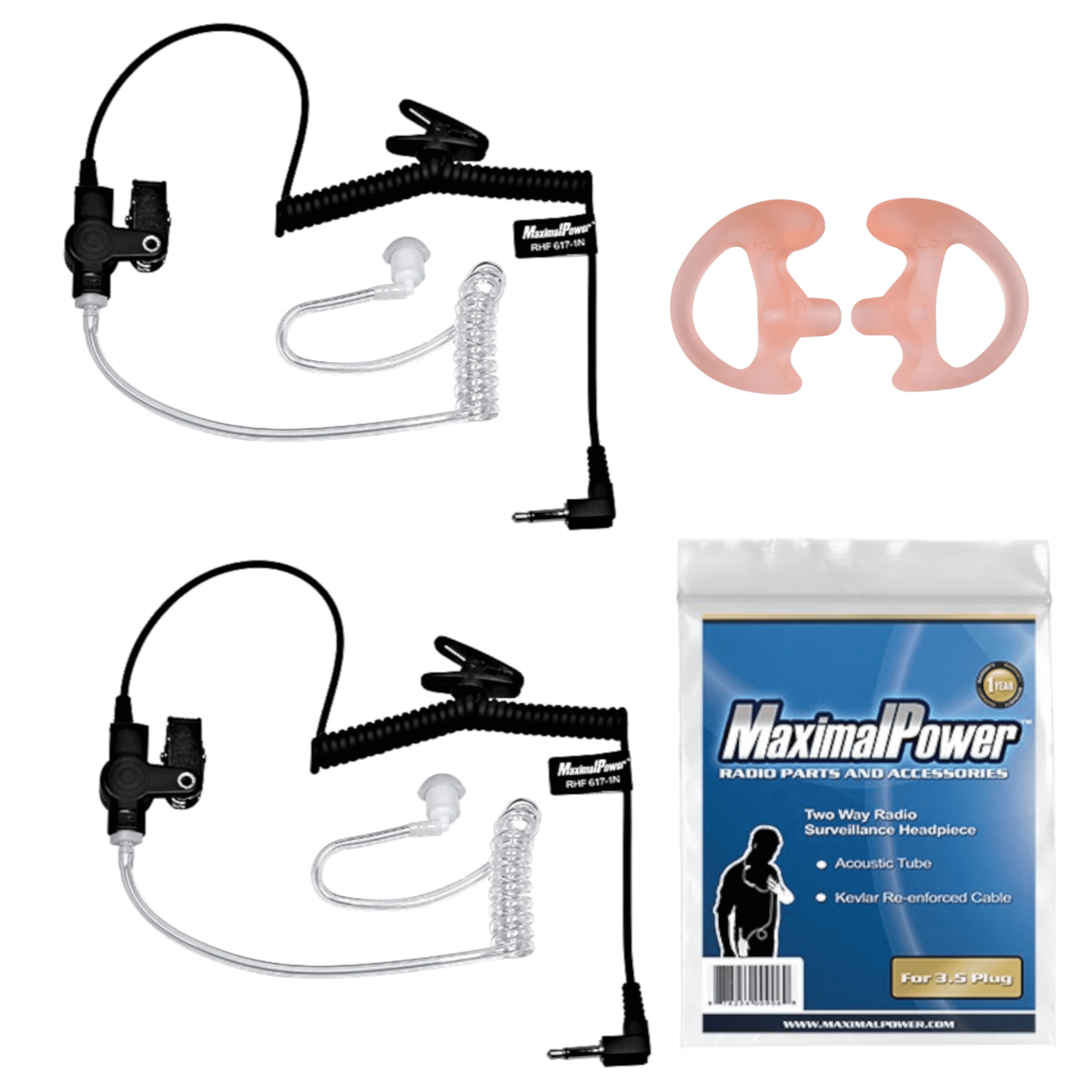 MaximalPower 3.5mm Listen Only Acoustic Tube Earpiece for