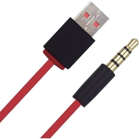 3.5mm Red Replacement USB Charge Power Cable Cord Compatible with Beats by Dre Studio Studio2.0 Studio3.0 Wireless Headphones (Red)