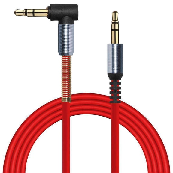 3.5mm Right Angle Stereo Auxiliary Cable 3 ft - Red