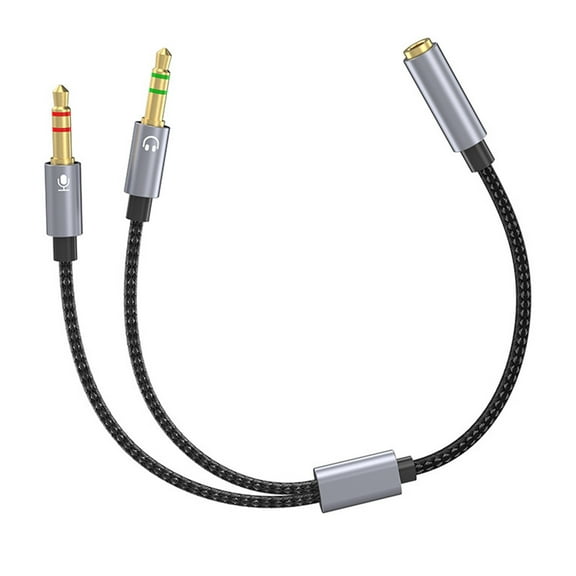 3.5mm Sound and Microphones Splitter Cable, Braided Two Way Adapter for Enhances Sound On Various Devices