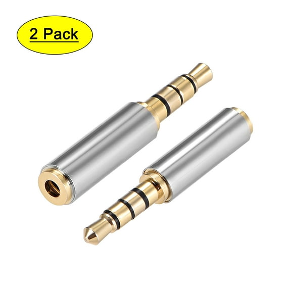 3.5mm Stereo 4 Poles Male to 2.5mm Female Connector Video Adapter Coupler Converters Zinc Alloy 2 Pcs