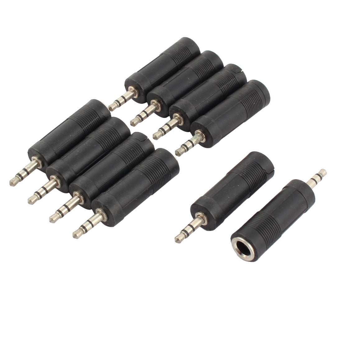 Microphone 6.35mm Male to 3.5mm Female Audio Plug Jack Adapter Black 2pcs 