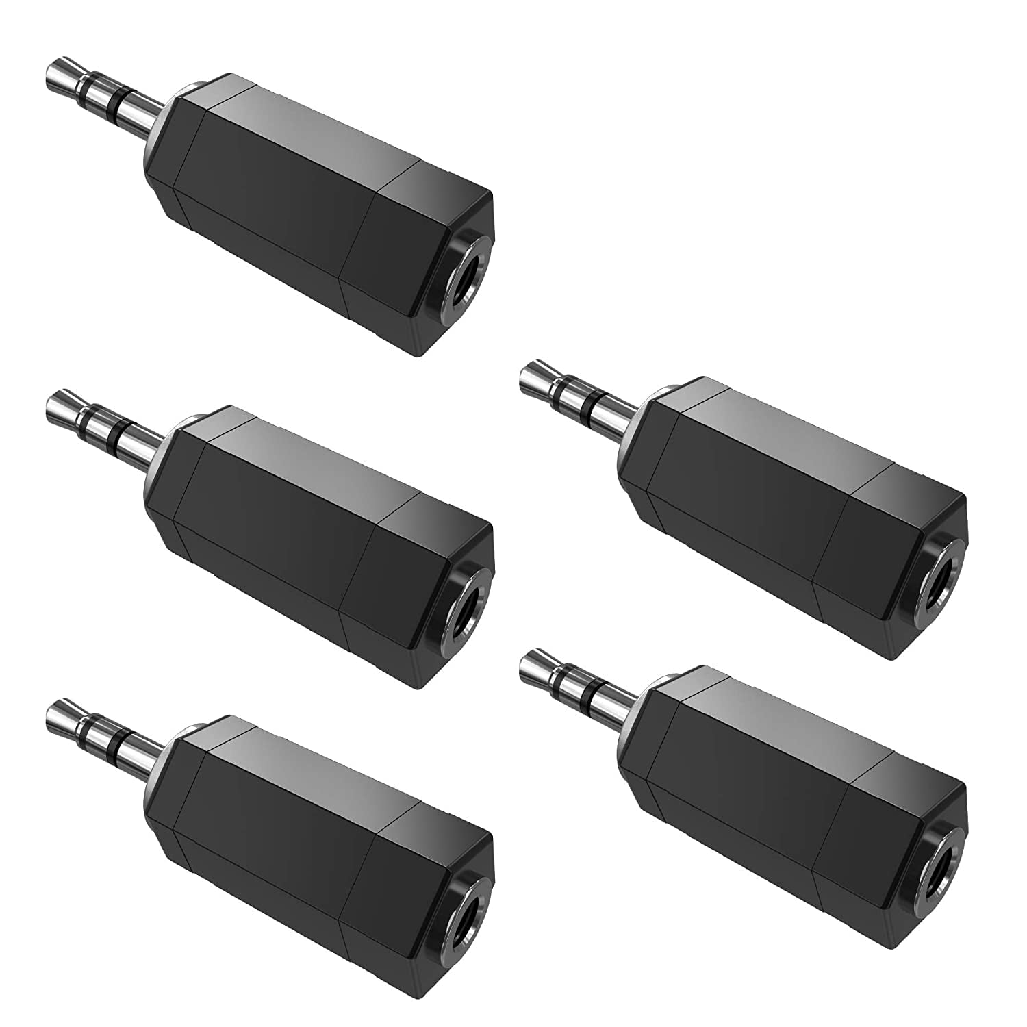 JacobsParts Aux Audio 3.5mm 1/8 Male Plug To 2 RCA Phono Female Jack Stereo Cable 5 Pack