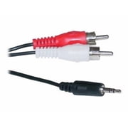 3.5mm Stereo to RCA Audio Cable, 3.5mm Stereo Male to Dual RCA Male Right and Left, 3.5mm Audio Cable to RCA, 12 feet, Black, CableWholesale