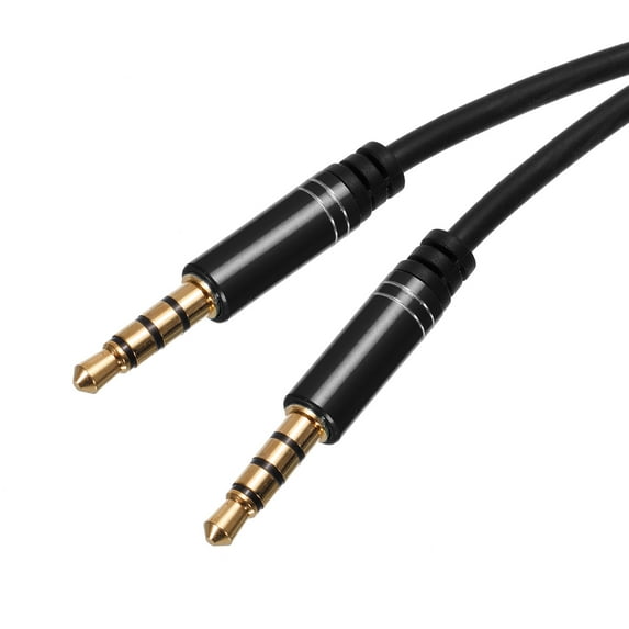 3.5mm TRRS Aux Cable Male to Male Auxiliary Audio HiFi Headphone Cord 3.3ft Nylon Braided for Phone, Black