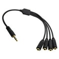thumbnail image 1 of 3.5mm TRS 3-P0le/2-Rings Stereo Splitter Cable 3.5mm (1/8") TRS 3-P0le/2-Rings Male to 4x Female Cord, 1 of 6