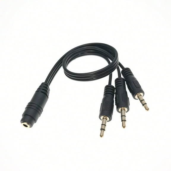 3.5mm TRSs Stereo Splitter Cable 1 Female to 3 Male Jacks Gold Plateds Sound Connectors