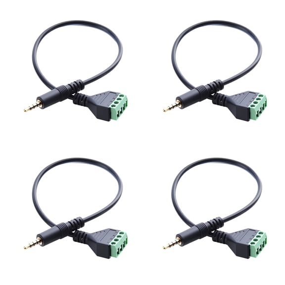 3.5mm Terminal Block Cable 1/8 Inch TRRS Stereo Solderless Screw Terminal Speaker Wire 3.5mm 4 Pole Male to 4Pin Bolt Headphone Balum Patch Cord for Audio Connections