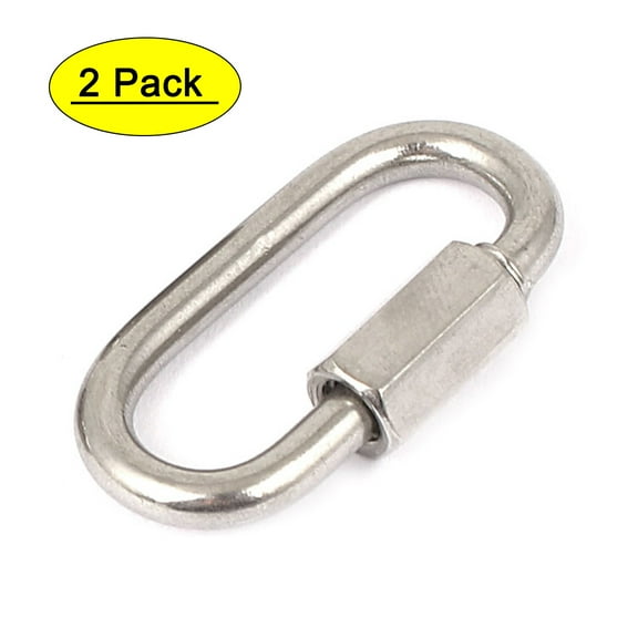 3.5mm Thickness 304 Stainless Steel Quick Oval Link Lock Carabiner 2 Pcs