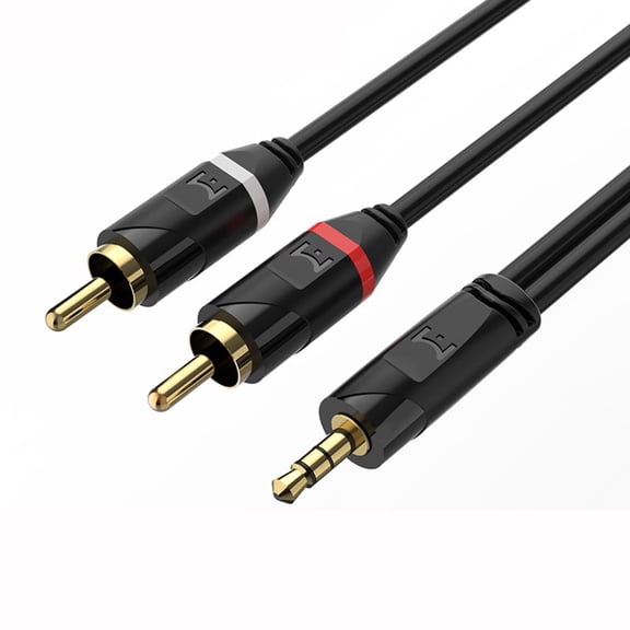 3.5mm To RCA Stereo Audio Y-Cable 2-RCA To 3.5mm Audio Cable Adapter Cable 4.92 ft (1.5m) Black