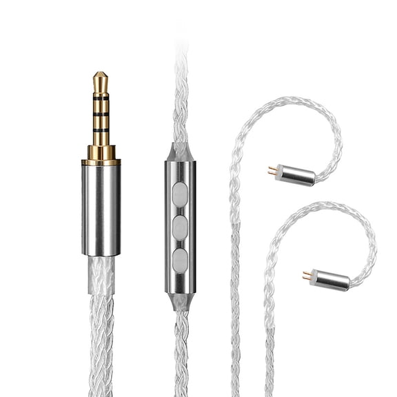 3.5mm/Type-C 8Core Silver Plated Braided Earphone Replacement Cable Wire Earphone Cable 2P 0.78mm Plug Headphone Cable
