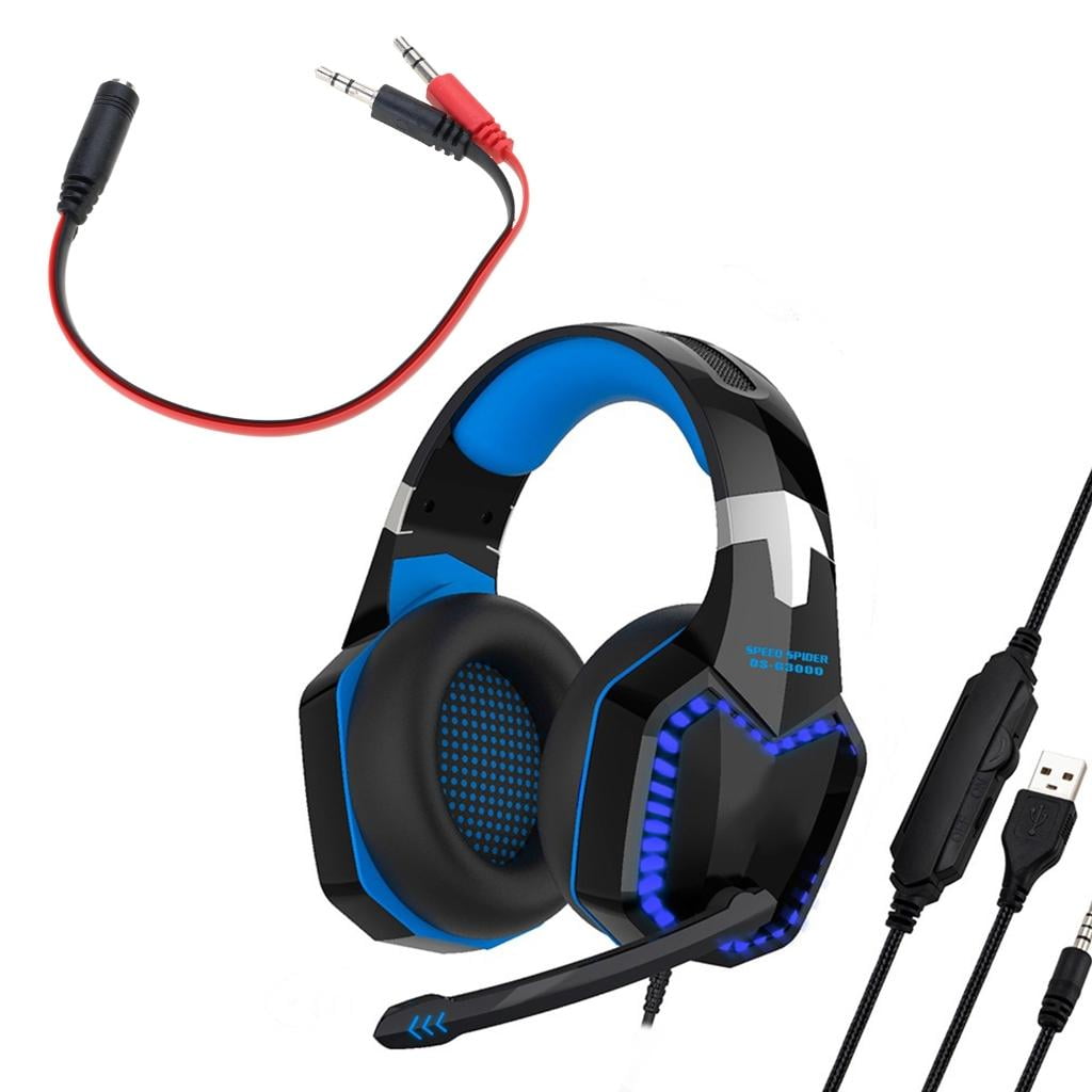 3.5mm Wired Gaming Headphone Good Sound Quality Over-Ear Headset with Microphone Soft Memory Earmuffs