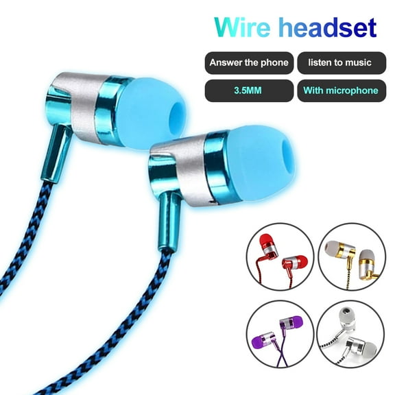 3.5mm Wired In-ear Stereo Music Earphone Earpiece Hands-free Mic for Smart Phone,Purple