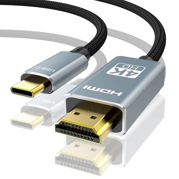 Hoey USB C to HDMI Cable 6ft, 4K HDR 60Hz Nylon Braided Cord for Gaming TV, Monitor, Projector