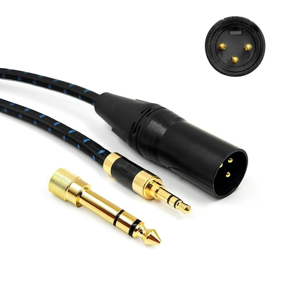 3.5mm to XLR Male OFC Audio Output Cable 3.3ft & 6.35mm Gold-Plated Adapter Compatible with Audio Speaker Amplifier Mixing Console Mobile Phone MP3 PC Laptop Tablet (100cm)