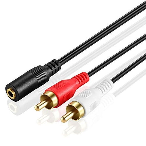 3.5mm to rca stereo audio cable adapter - 3.5mm female to stereo rca male bi-directional aux auxiliary male headphone jack plug y splitter to left/right 2rca male connector plug wire cord