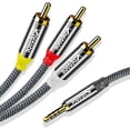 thumbnail image 1 of 3.5mm to RCA AV Camcorder Video Cable, 3.5mm Male to 3RCA Male Plug Stereo Audio Video AUX Cable ,9.8 FT, 1 of 6