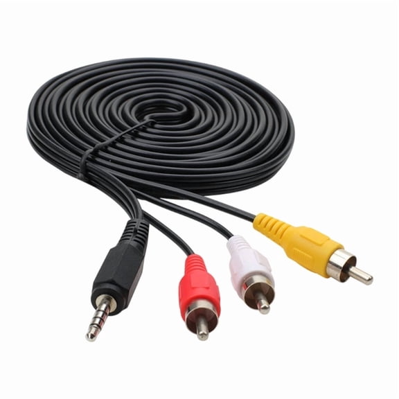 3.5mm to 3RCA AV Cable for Audio Video Signal Transmission with Universal Device Compatibility