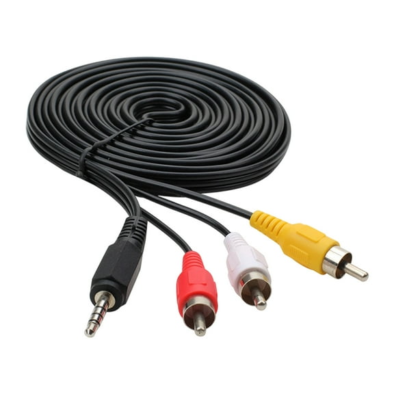 3.5mm to 3RCA AV Cable for Sound Video Signals Transmission with Universals Device Compatibility