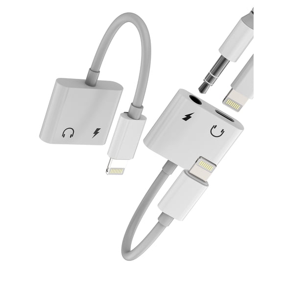 Lightning to 3.5mm Headphone Jack Adapter(2Pack)for iPhone 14 13 12 Pro Max for iPad Wired Earphone Charging Adaptor for Apple MFi Certified Aux Audio Charger Cable Splitter Dongle Car Cord Connector