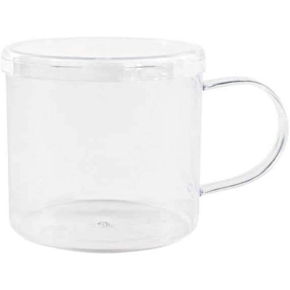 3.5oz Clear Coffee Mugs With Handle and Lid Transparent Multipurpose Hot & Cold Resistant Durable Washable Disposable Plastic Miniware Event Dinner Buffet Indoor Outdoor Reusable Beverage Cup