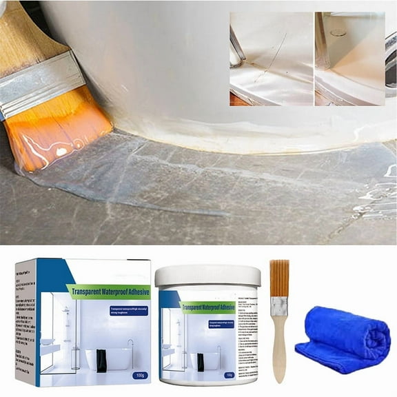 3.5oz Transparent Waterproof Sealant Caulk with Brush for Toilet Kitchen Bathroom Sink Tub Wall Leak Repair Crack Filling Adhesive for Tile Brick Metal