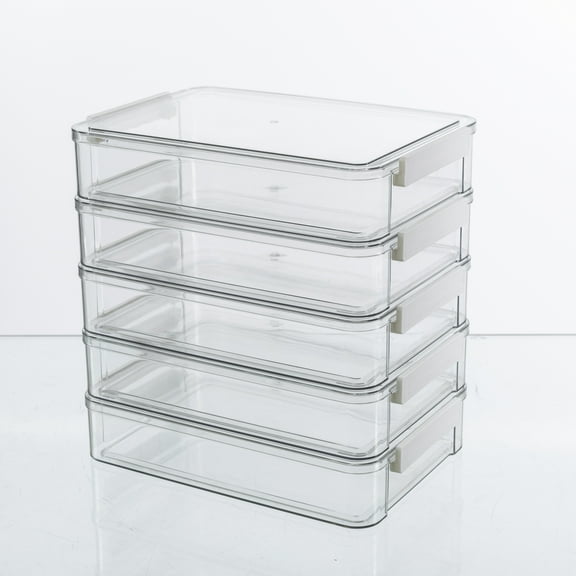 3/5pcs Portable Storage File Boxes, Transparent Plastic Storage Bins, Office Organization and Storage, Perfect for Stationery, Durable Home Organizer Boxes with Lids, Each Container 13.5X9.3X2.8 in