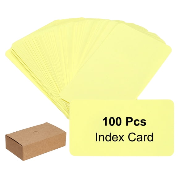 3.5x2 Inch Blank Kraft Paper Note Card, 100Pcs Small Blank Paper Message Business Cards for Reminder Study DIY Craft Invitation Tag Flash Vocabulary Word, Yellow