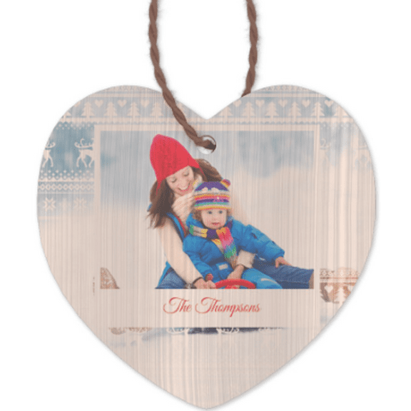 3.5x3.375 Customizable Photo Heart Bamboo Ornament