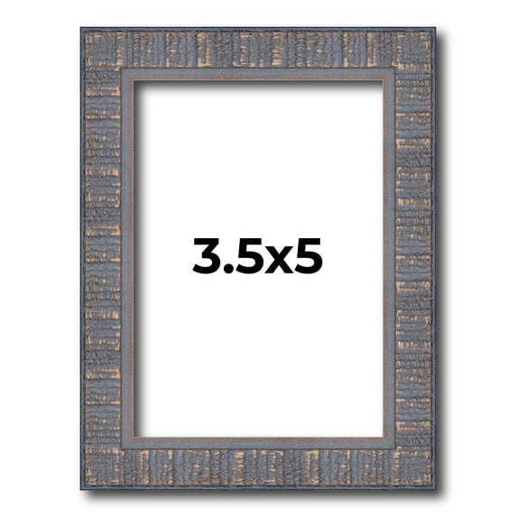 3.5x5 Frame Blue Kingsley Pewter Solid Wood Picture Frame Width 0.75 Inches |Interior Depth 0.5